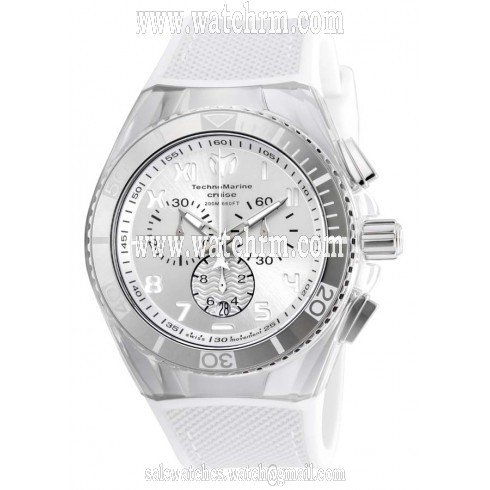 Technomarine Cruise California Chronograph Antique Silver Dial White Silicone White Canvas Men's Watch 115009