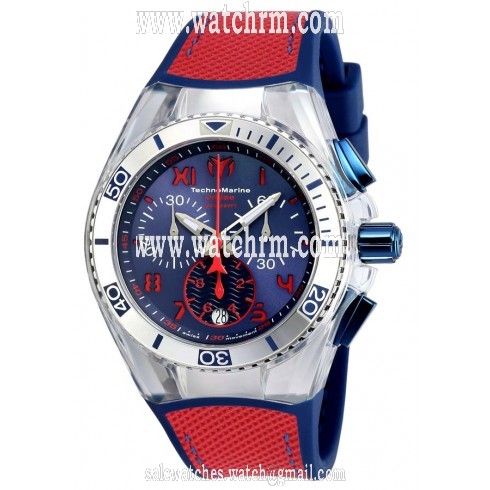 Technomarine Cruise California Chronograph Blue Dial Blue Silicone Red Canvas Unisex Watch 115016