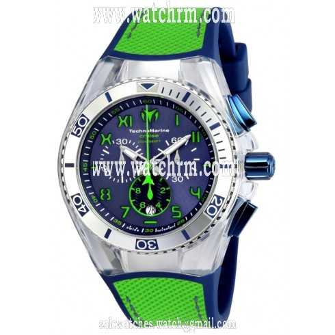 Technomarine Cruise California Chronograph Blue Dial Green Canvas Men's Watch 115011