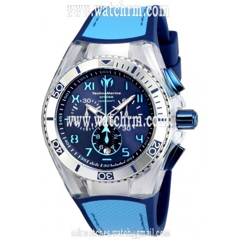Technomarine Cruise California Chronograph Blue Dial Light Blue and Blue Canvas Men's Watch 115069