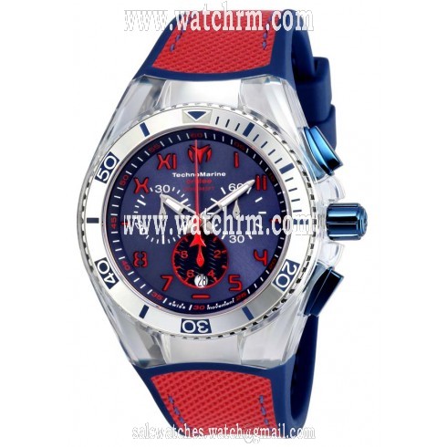 Technomarine Cruise California Chronograph Blue Dial Red and Blue Canvas Men's Watch 115071