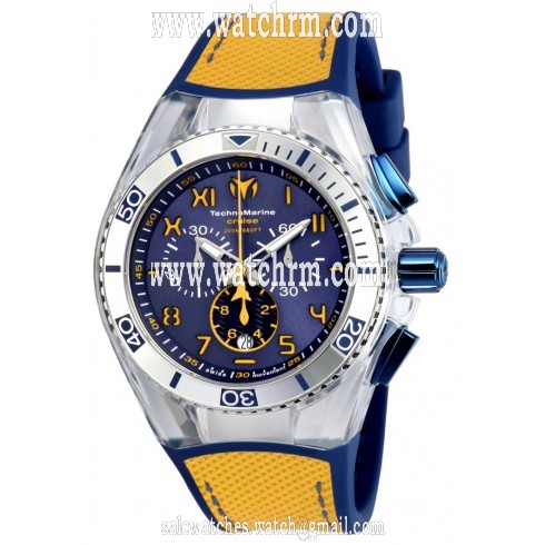 Technomarine Cruise California Chronograph Blue Dial Yellow and Blue Canvas Men's Watch 115070