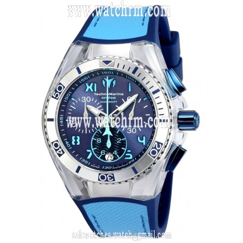 Technomarine Cruise California Chronograph Light Blue Dial Blue Silicone Light Blue Canvas Unisex Watch 115014