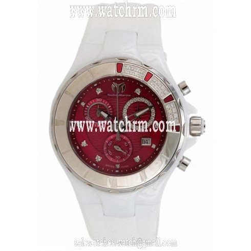 TechnoMarine Cruise Chronograph Red Dial White Ceramic Ladies Sports Watch 110078