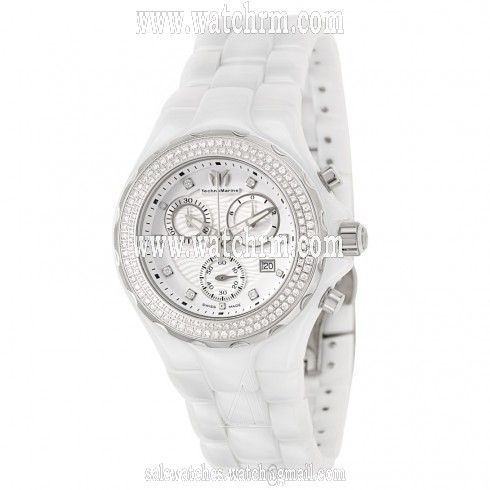 TechnoMarine Cruise Chronograph White Dial White Ceramic Ladies Watch 113101