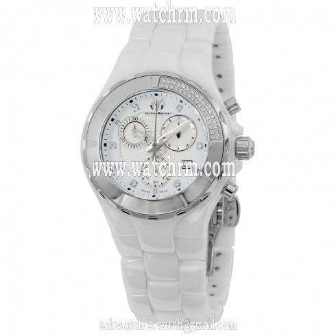 TechnoMarine Cruise Chronograph White Diamond Dial White Ceramic Ladies watch 110031C