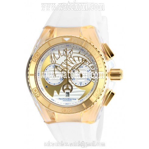Technomarine Cruise Dream Chronograph Antique Silver and Gold Dial White Silicone Unisex Watch 115002