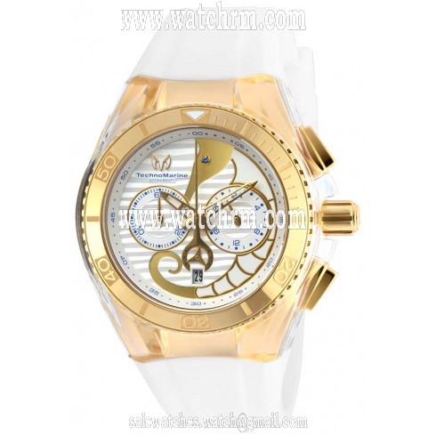 Technomarine Cruise Dream Chronograph Antique Silver Dial White Silicone Unisex Watch 115003