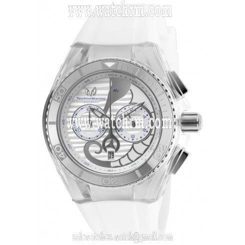Technomarine Cruise Dream Chronograph Antique Silver Dial White Silicone Unisex Watch 115006