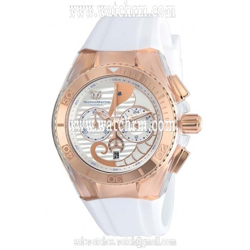 Technomarine Cruise Dream Chronograph Antique Silver Dial White Silicone Unisex Watch 115068