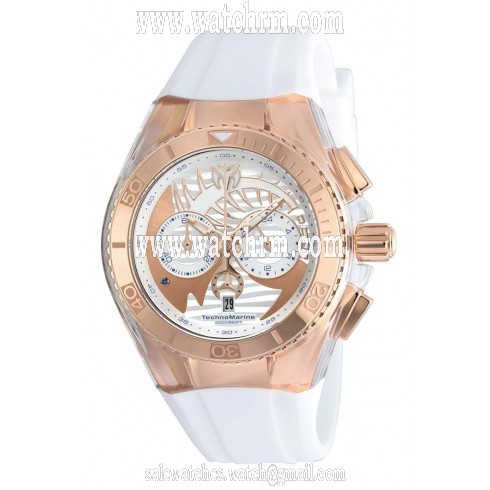 Technomarine Cruise Dream Chronograph Rose Dial White Silicone Unisex Watch 115066