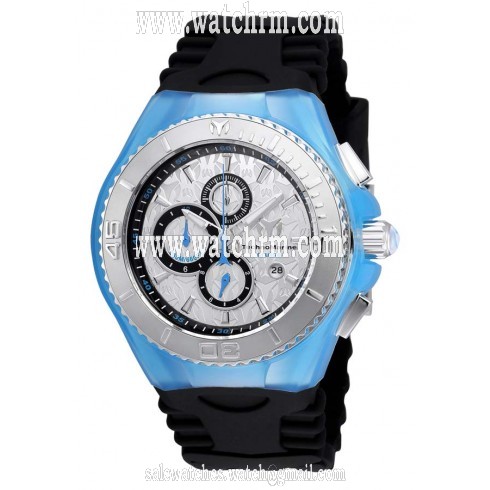 Technomarine Cruise JellyFish Silver Dial Black Silicone Men's Watch 115192