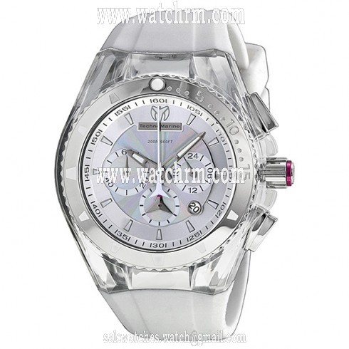 TechnoMarine Cruise Lipstick Chronograph Hologram Dial White Silicone Unisex Watch 112033