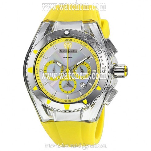 TechnoMarine Cruise Lipstick Chronograph Hologram Dial Yellow Silicone Unisex Watch 112031
