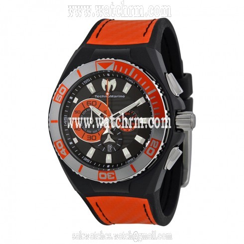 TechnoMarine Cruise Locker Chronograph Black Dial Orange Nylon and Silicone Strap Casual Men's Watch 112011B