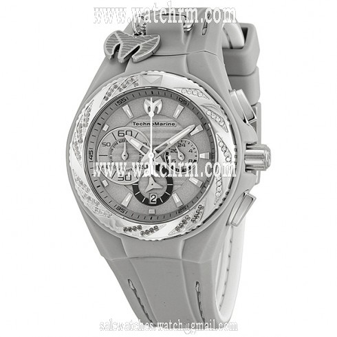 TechnoMarine Cruise Locker Chronograph Grey Dial Grey Rubber Ladies Watch 113017