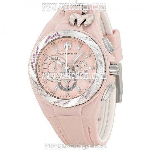 TechnoMarine Cruise Locker Pink Dial Pink Rubber Ladies Watch 113016