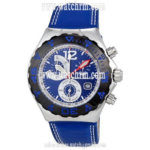 Technomarine Cruise Magnum Moon Sun Blue Dial Leather Strap Men's Watch 208010-1
