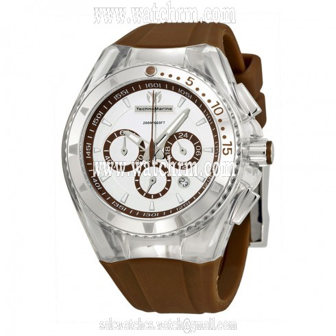Technomarine Cruise Mirror Chocolate Brown Rubber Strap Chronograph Watch 110068