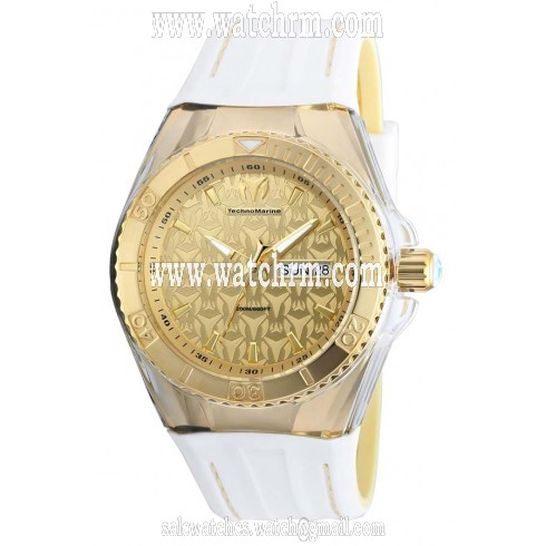 Technomarine Cruise Monogram Gold Dial White Silicone Men's Watch 115152