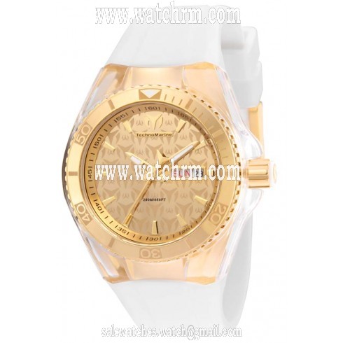 Technomarine Cruise Monogram Gold Dial White Silicone Unisex Watch 115061