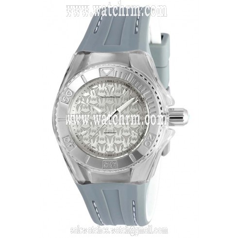 Technomarine Cruise Monogram Silver Dial Grey Silicone Ladies Watch 115157