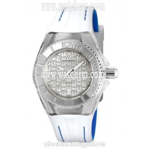 Technomarine Cruise Monogram Silver Dial White Silicone Ladies Watch 115155