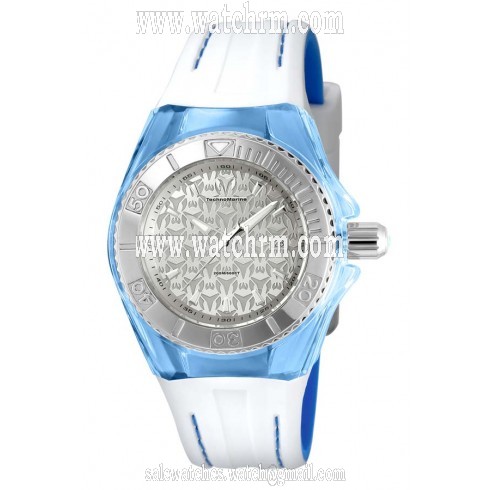 Technomarine Cruise Monogram Silver Dial White Silicone Ladies Watch 115158