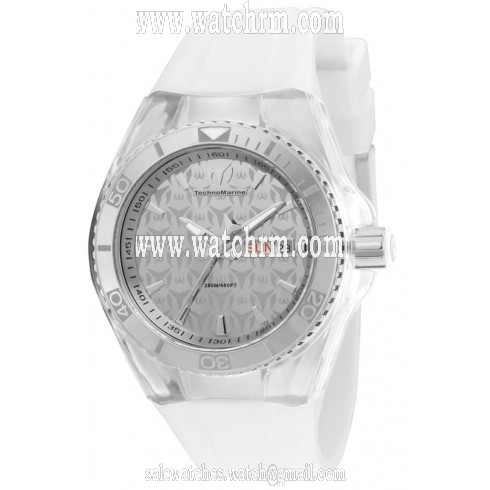Technomarine Cruise Monogram Silver Dial White Silicone Unisex Watch 115060