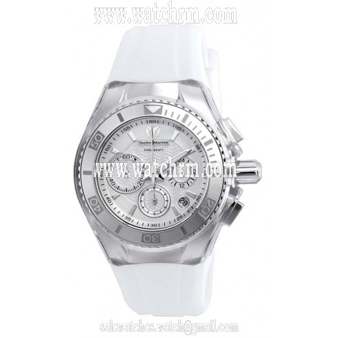 Technomarine Cruise Original Chronograph Antique Silver Dial White Silicone Ladies Watch 115038