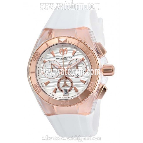 Technomarine Cruise Original Chronograph Antique Silver Dial White Silicone Unisex Watch 115044