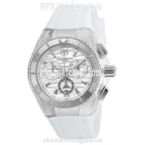 Technomarine Cruise Original Chronograph Antique Silver Dial White Silicone Unisex Watch 115050