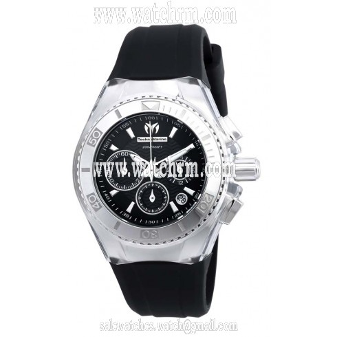 Technomarine Cruise Original Chronograph Black Dial Black Silicone Ladies Watch 115039