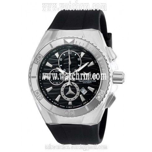 Technomarine Cruise Original Chronograph Black Dial Black Silicone Men's Watch 115054