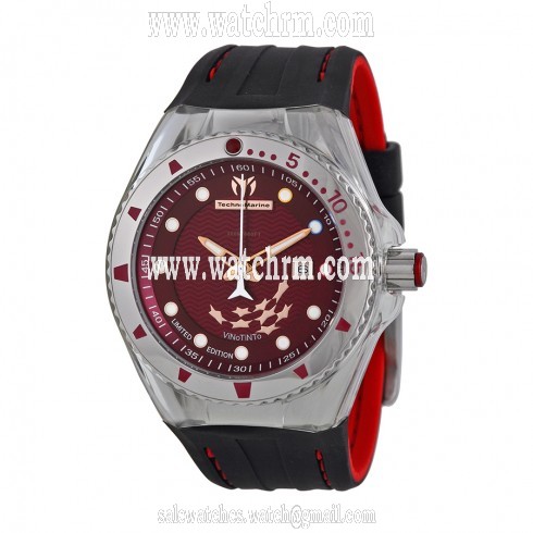Technomarine Cruise Original Red Dial Black Silicone Men's Watch 112035