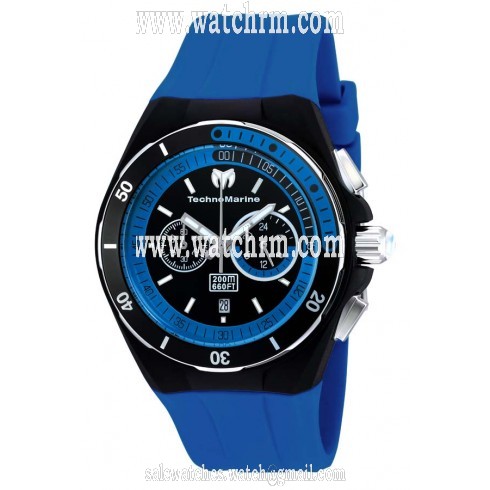 Technomarine Cruise Sport Black and Blue Dial Blue Silicone Men's Watch 115162