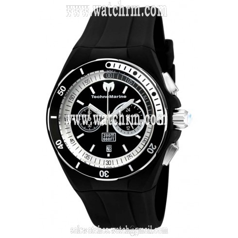 Technomarine Cruise Sport Black and Silver Dial Black Silicone Men's Watch 115159