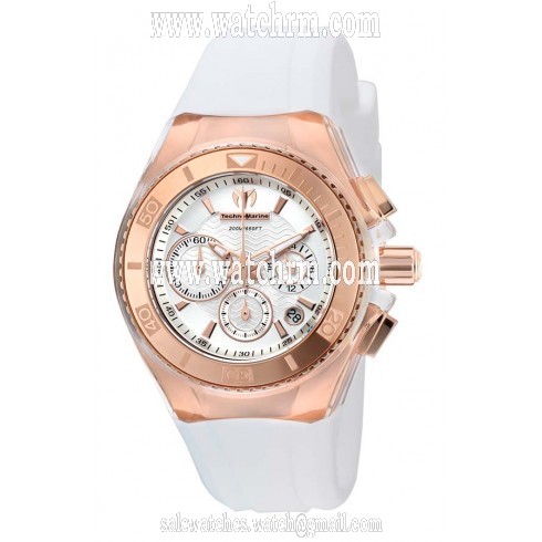 Technomarine Cruise Star Chronograph Antique Silver Dial White Silicone Ladies Watch 115032