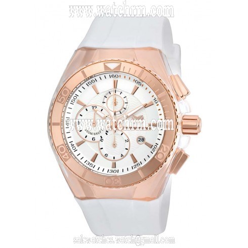 Technomarine Cruise Star Chronograph Antique Silver Dial White Silicone Men's Watch 115036
