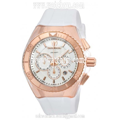 Technomarine Cruise Star Chronograph Antique Silver Dial White Silicone Unisex Watch 115035