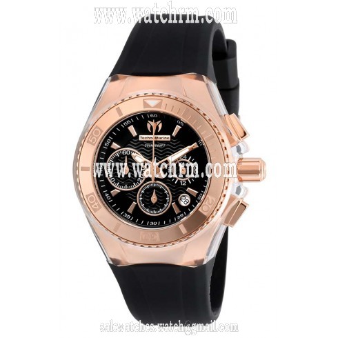 Technomarine Cruise Star Chronograph Black Dial Black Silicone Ladies Watch 115033