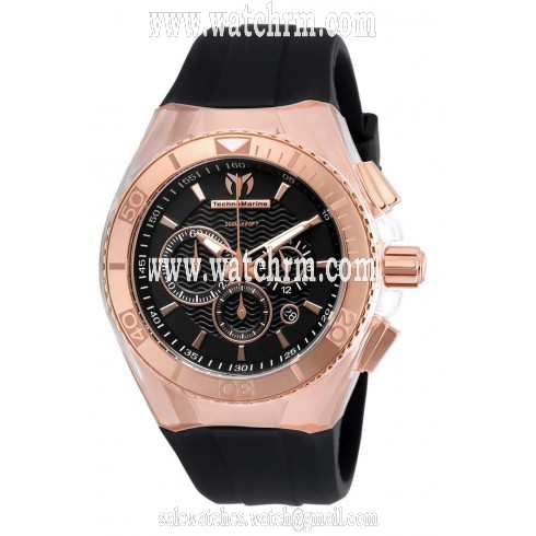 Technomarine Cruise Star Chronograph Black Dial Black Silicone Unisex Watch 115034