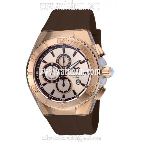 Technomarine Cruise Star Rose Dial Brown Silicone Men's Watch 115217