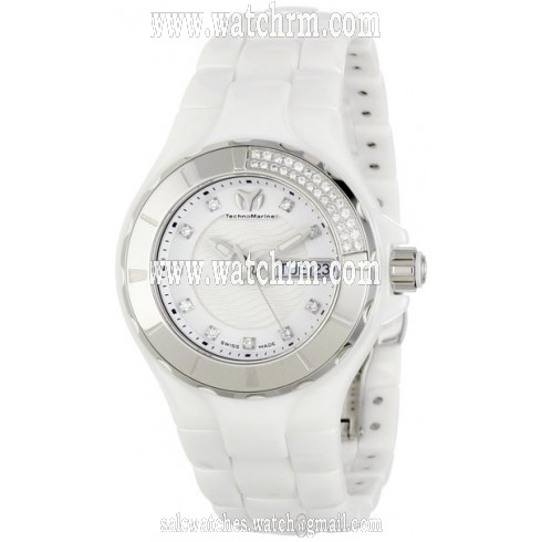 Technomarine Cruise White Diamond Dial White Ceramic Ladies Watch 110023C