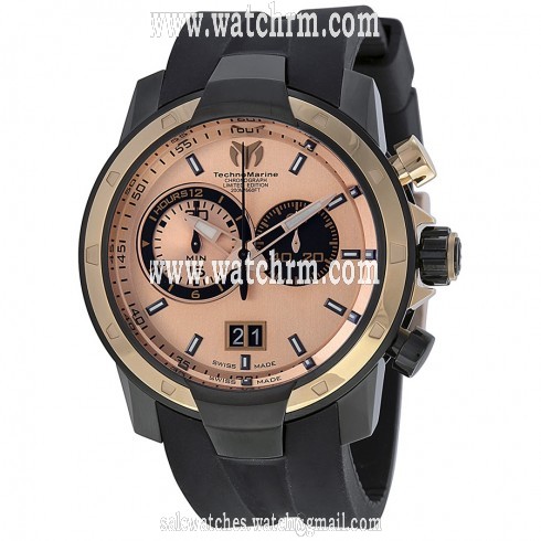 Technomarine Lord Noir Chronograph Gold Dial Black Silicone Unisex Watch 613001