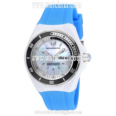 Technomarine Sea Manta White Mother of Pearl Dial Blue Silicone Ladies Watch 115122