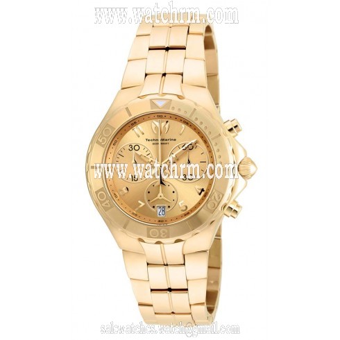 Technomarine Sea Pearl Chronograph Gold Dial 18kt Gold-plated Men's Watch 715004