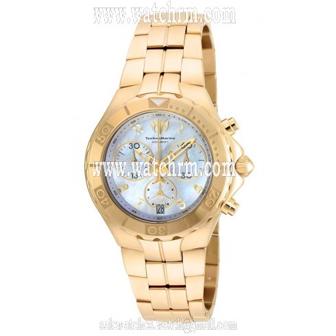 Technomarine Sea Pearl Chronograph Mother of Pearl Dial 18kt Gold-plated Men's Watch 715003