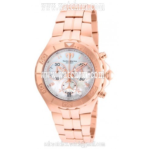 Technomarine Sea Pearl Chronograph Mother of Pearl Dial 18kt Rose Gold-plated Men's Watch 715005