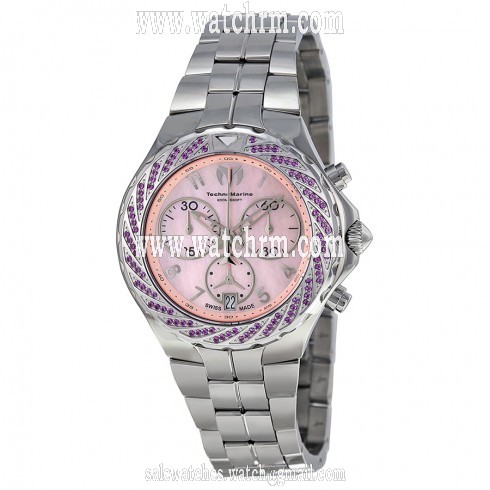 Technomarine Sea Pearl Chronograph Pink Dial Stailness Steel Ladies Watch 713013